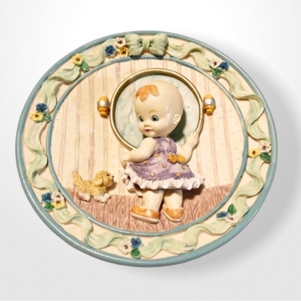 Vintage Rare Raised Design Baby Wall Plate
